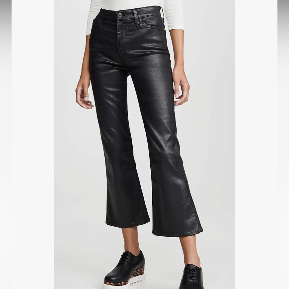 AG Quinne Hi-Rise Flare Crop Leatherette Pants Womens 28